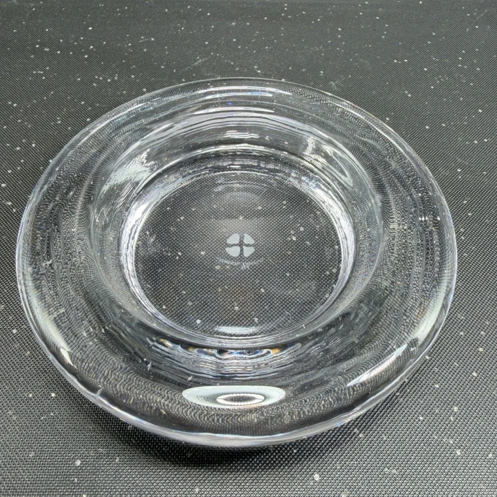 Simon Pearce Clear Glass Wine Bottle Coaster Votive Dish Bowl Thick Heavy Glass